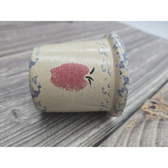 Vintage Small Crock with Apple & Spongware Pattern 3" - Picture 10 of 10